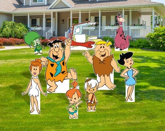 Flintstones Cutout Cardboard Backdrop | Birthday Sign Yard | Event and Party Lawn Signs | Life Size Cutouts Standee Boards Centerpieces