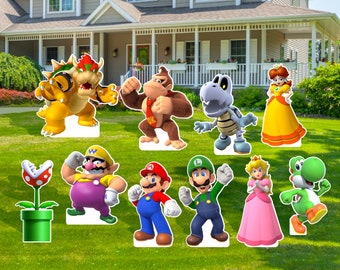 Mario Cutout Cardboard Backdrop | Birthday Sign Yard Cutout | Event and Party Lawn Signs | Life Size Cutouts Standee Boards Centerpieces