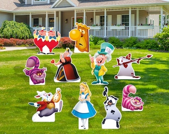 Alice Cutout Cardboard Backdrop | Birthday Sign Yard Cutout | Event and Party Lawn Signs | Life Size Cutouts Standee Boards Centerpieces