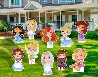 Princess Cutout Cardboard Backdrop | Birthday Sign Yard Cutout | Event and Party Lawn Signs | Life Size Cutouts Standee Boards Centerpieces