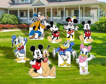 Mickey Cutout Cardboard Backdrop | Minnie Birthday Sign Yard | Event and Party Lawn Signs | Life Size Cutouts Standee Boards Centerpieces