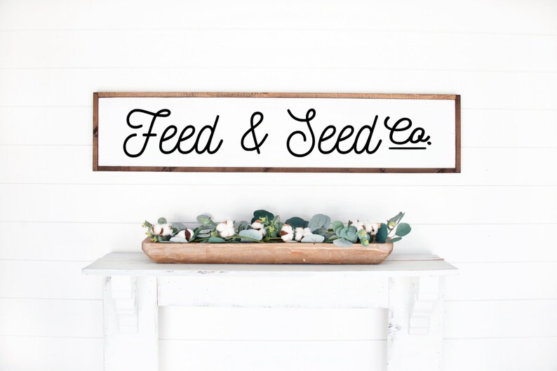 Feed and Seed Co Farmhouse Sign Rustic Farmhouse Sign Feed Etsy