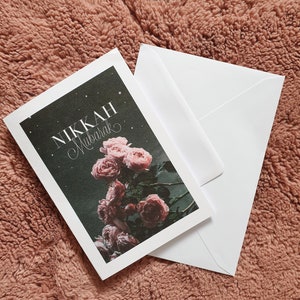 Nikkah Mubarak Floral Wedding Greeting Card & Envelope Islamic Gift