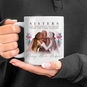Hijab Sisters Floral Personalised Name Mug & Coaster Islamic Gift