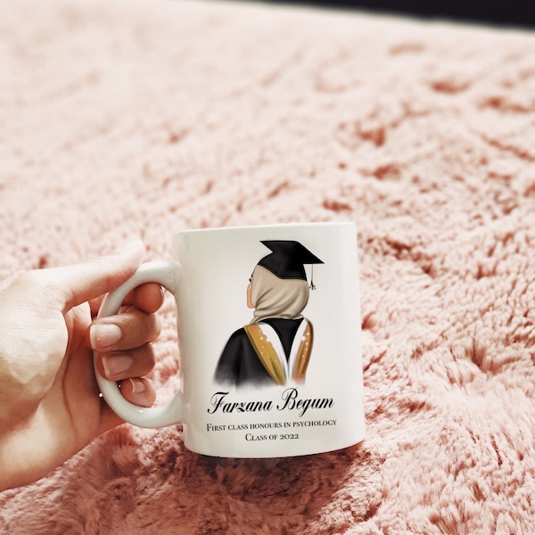 Personalised Hijabi Graduation Mug (Double Sided) Islamic Gift