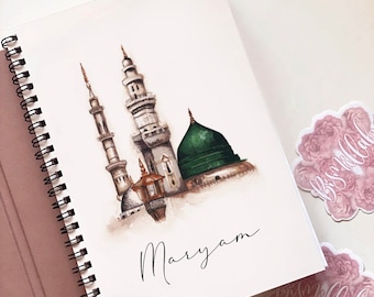 Hardback Masjid An Nabawiy Islamic Hajj Umrah Personalised Journal A5 Spiral Bound Notebook Islamic Gift, Hajj Gift, Islamic Stationary