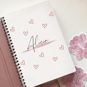 Lined Hardback Pink Hearts Personalised Journal A5 Spiral Bound Notebook Islamic Gift, Islamic Stationary