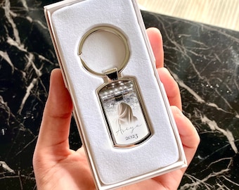 Personalisierte Umrah Hajj Damen Name Metall Schlüsselbund mit Geschenkbox, Islamische Geschenk Schlüsselring, Hijabi Umrah Geschenk