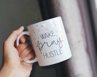 Pink "Wake Pray Hustle" Mug Islamic Gift
