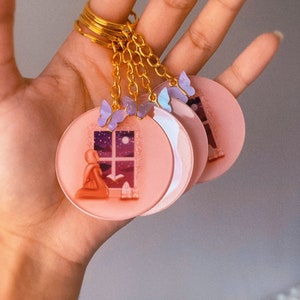 Hijabi Night Prayer Acrylic Keychain Islamic Gift Keyring