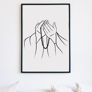 Prayer Bead Praying Hands Print Digital Download Islamic Gift