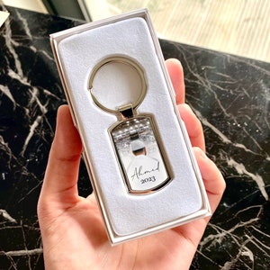 Personalised Umrah Hajj Male Name Metal Keychain Islamic Gift Keyring