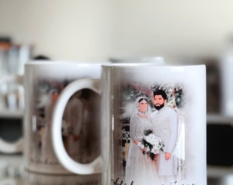 Taza personalizada con retrato sin rostro: regalo islámico con texto opcional