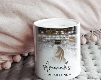 Personalised Umrah Fund Money Jar: Islamic Gift, Hajj Gift