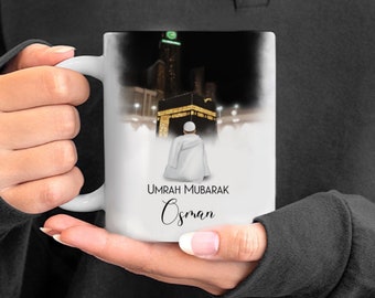 Umrah Mubarak - Taza con nombre personalizado para hombre, regalo islámico, regalo Hajj