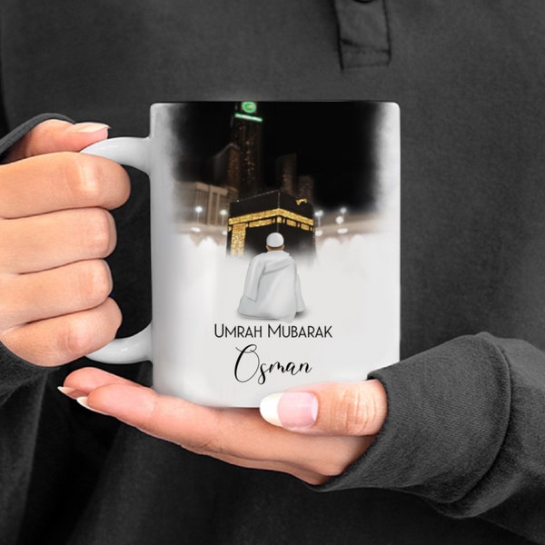 Umrah Mubarak Male Personalised Name Mug Islamic Gift, Hajj Gift