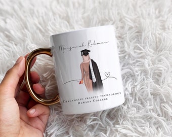 Hijabi Graduation Dress Gold Handle Personalised Name Mug Islamic Gift