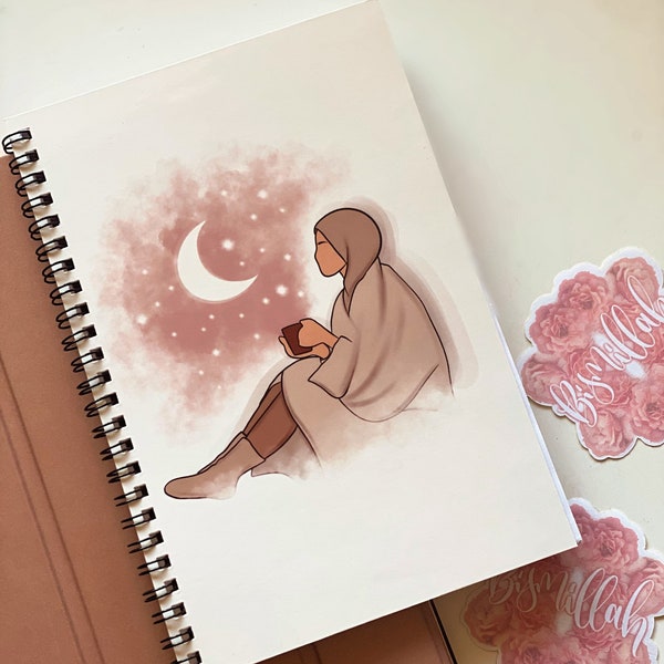 Gefüttert Hardcover Gemütliche Sterne Islamische A5 Spiralbindung Notizbuch (mehrere Hauttöne) Islamisches Geschenk, Islamische Schreibwaren