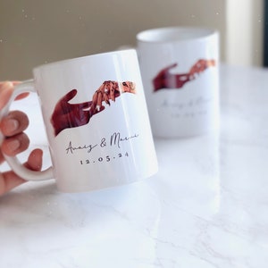 Set of 2 Couple Hands Henna Mug with Personalised Text Islamic Gift ,Nikkah Gift, Wedding Gift, Marriage Gift