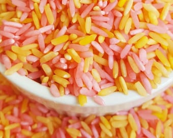Pink and Orange Sensory Bin Rice Set / 4 Cups of Sensory Bin Rice