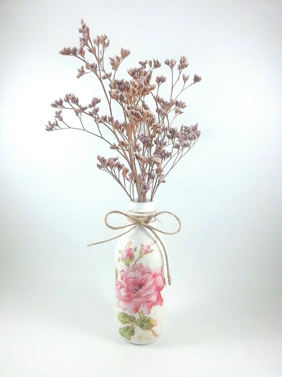 Small Vase Recycled Bottle Office Desk Accessories Shabby Etsy