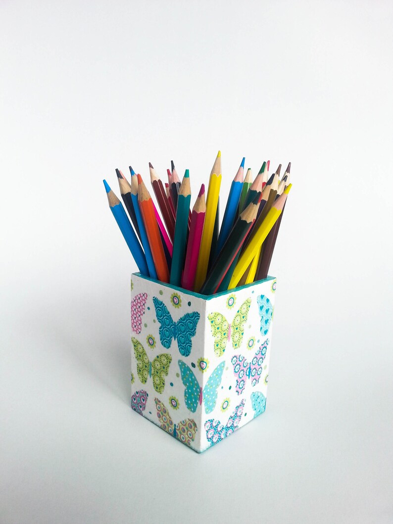 Pencil Holder Wood Desk Organizer Makeup Brush Holder Etsy