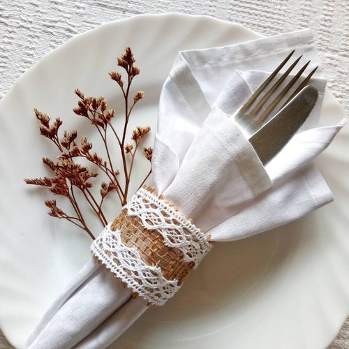 Burlap Wedding Napkin Rings Rustic Wedding Decor Rustic Etsy