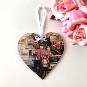 Cadeau photo personnalisé pour grands-parents, votre photo sur un coeur en bois, cadeau souvenir, fait main, câlin, cadeau sentimental, cadeau de Noël
