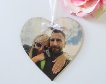 Personalised Engagement Gift, Wooden Photo Heart, Your photo on Wood, Photo Gift, Handmade, Keepsake Gift, Gift for Fiancé / Fiancée