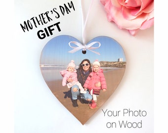 Mother's Day Gift, Personalised Wooden Photo Heart, Gift for Mum, Photo Gift, Keepsake Gift, Your Photo on Wood, Handmade, Mum /Grandma Gift