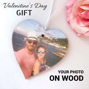 Personalised Valentine&#39;s Wooden Photo Heart Gift, Your Photo transferred on to Wood, Photo Gift, Handmade, Unique, Bespoke, Valentines Gift
