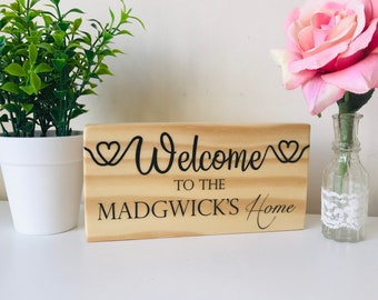 New Home Gift, Personalised Welcome Wooden Block Sign, Handmade, Family Name Sign, House Warming Gift, New Home Decor, Surname Sign, Gift