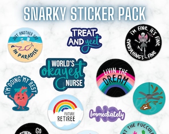 Snarky Nurse Sticker Pack | Funny CNA, Water Bottle Decals