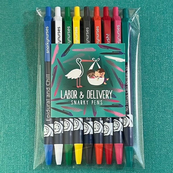 Labor & Delivery Snarky Pens! Black ink pens for Nurses, CNAs, Nurse Practitioners |  Funny Pens for Nurses | Nurse Pens | Nurse Gifts | OB