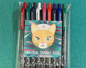 Snarky Pens! Black ink pens for Nurses, CNAs, Nurse Practitioners |  Funny Pens for Nurses | Nurse Pens | Nurse Gifts