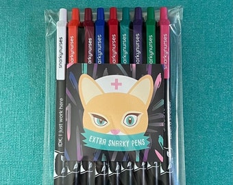 Extra Snarky Pens! Black Ink Pens for Nurses, CNAs, Nurse Practitioners.  Funny Pens for Nurses. Black ink.