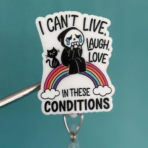 I can&#39;t live laugh love Badge Reel | Funny | Snarky Cute Badge Retractable ID Badge Holder | Retractable Badge Reel Funny Nurse Gift
