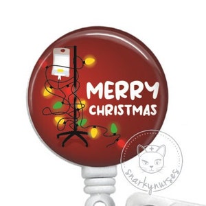 Merry Christmas Tangled Lines Christmas Badge Reel - Funny Badge Reel - Cute Badge Reel - Retractable ID Badge Holder Retractable Badge Reel