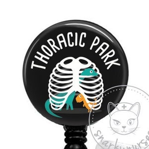 Thoracic Park Black Badge Reel - Funny Badges - Cute Badges - Cute Badge Reel - Retractable ID Badge Holder - Retractable Badge Reel