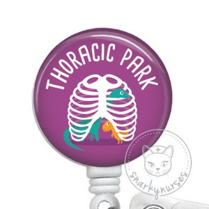 Thoracic Park Badge Reel - Funny Badges - Cute Badges - Cute Badge Reel - Retractable ID Badge Holder - Retractable Badge Reel