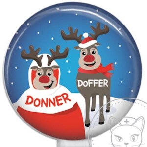Donner & Doffer Holiday Christmas Badge Reel - Funny Badge Reel - Cute Badge Reel - Retractable ID Badge Holder - Retractable Badge Reel