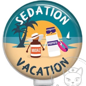 Sedation Vacation ICU Nurse Badge Reel - Funny Badges - Cute Badges - Cute Badge Reel - Retractable ID Badge Holder - Retractable Badge Reel