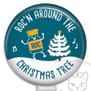 Roc&#39;n Around Holiday Christmas Badge Reel - Funny Badge Reel - Cute Badge Reel - Retractable ID Badge Holder - Retractable Badge Reel