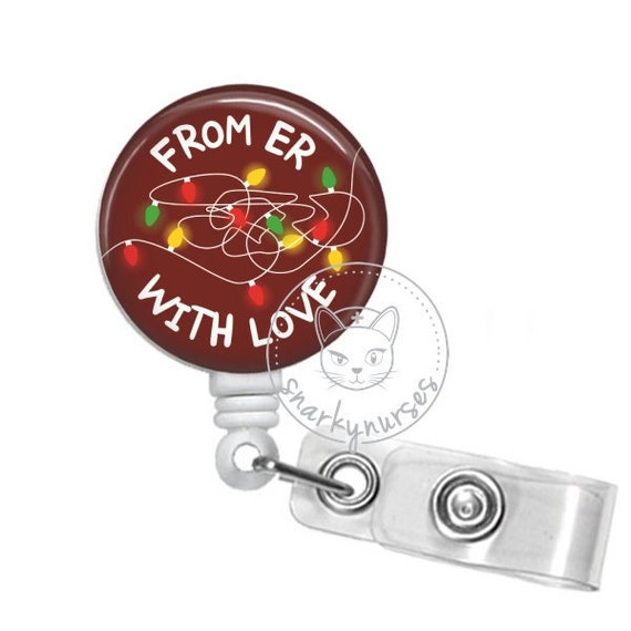 From ER With Love Christmas Badge Reel Funny Badge Reel Cute Badge Reel  Retractable ID Badge Holder Retractable Badge Reel 