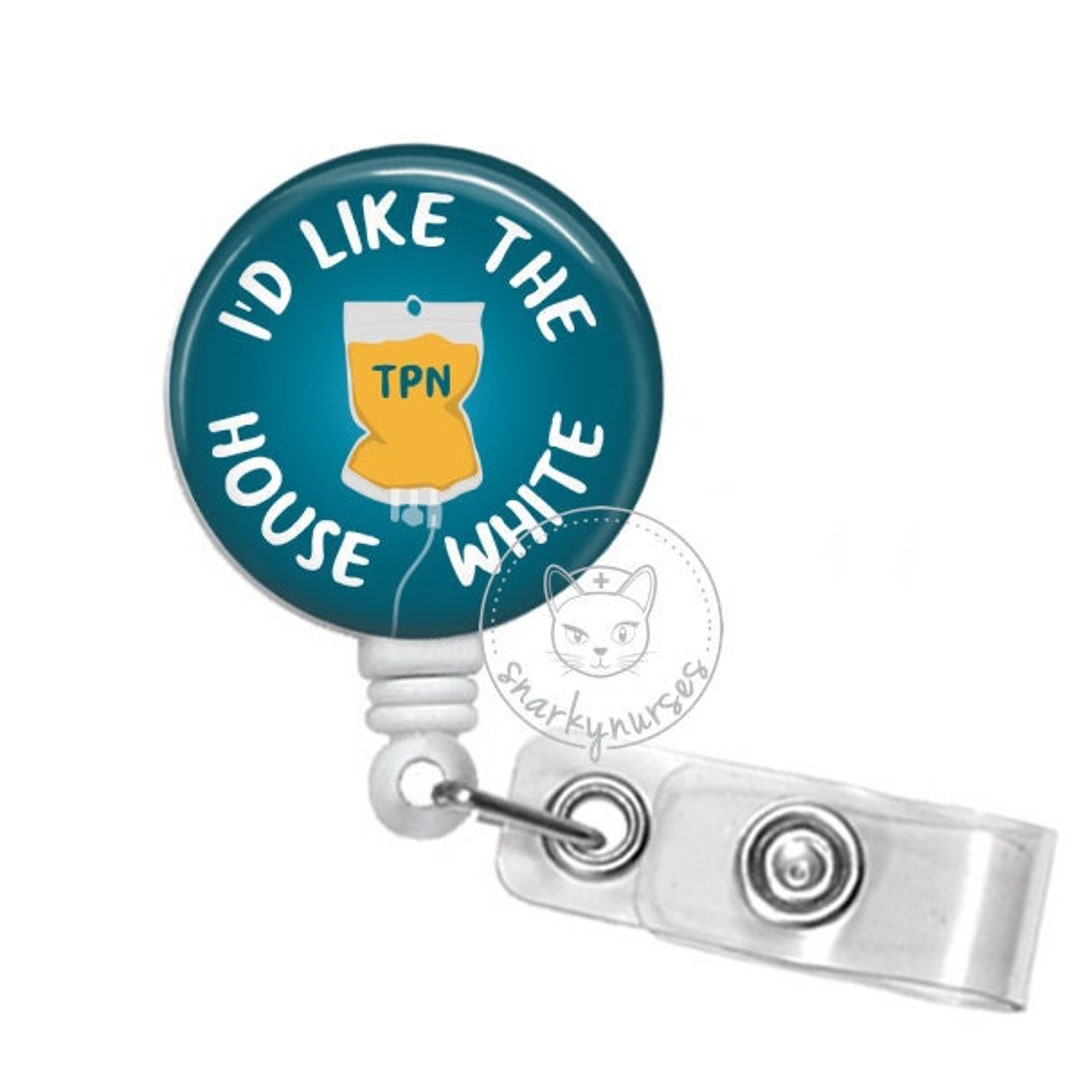 House White TPN Dietician Badge Reel Funny Badges Cute Badges Cute Badge  Reel Retractable ID Badge Holder Retractable Badge Reel 