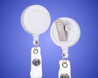 White Retractable Badge Reel with Alligator Clip