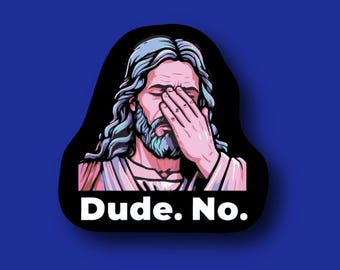 Nurse Badge Reel Topper: Funny Jesus Cartoon ('Dude. No.') (Interchangeable)