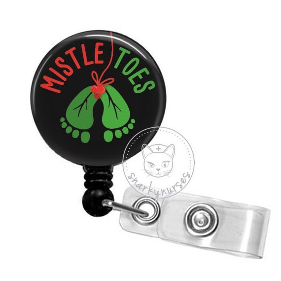 Mistle Toes Holiday Christmas Badge Reel Funny Badge Reel Cute Badge Reel  Retractable ID Badge Holder Retractable Badge Reel 
