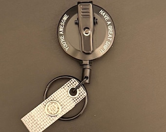 Matte Black Badge Reel - Heavy Duty | Alligator Swivel Clip, 22 Inch Retractable Steel Cord