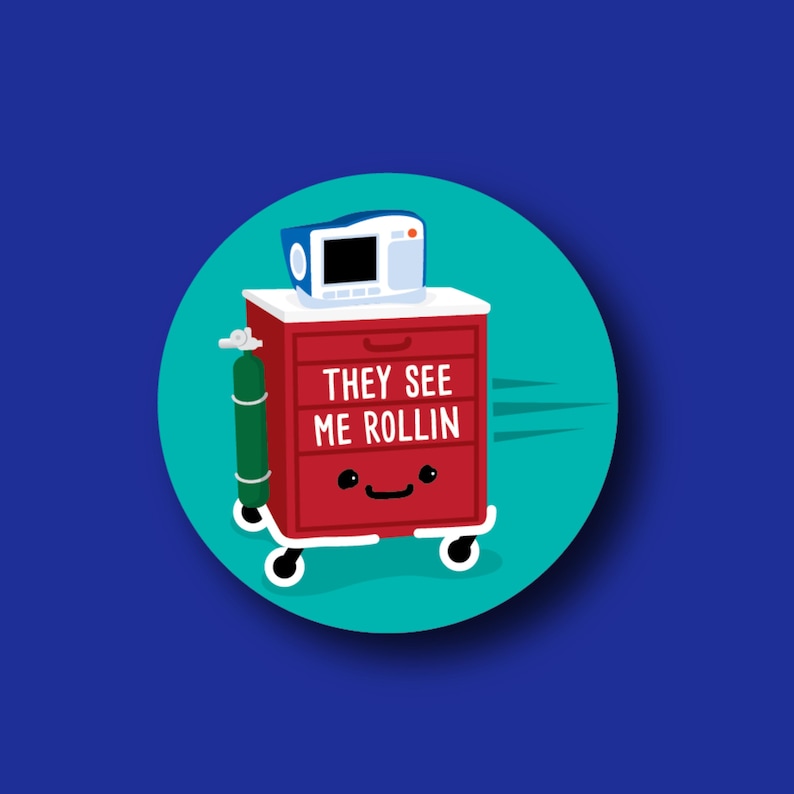 A red drawer with a cartoon face and the text "They see me rollin" is shown against a blue background.